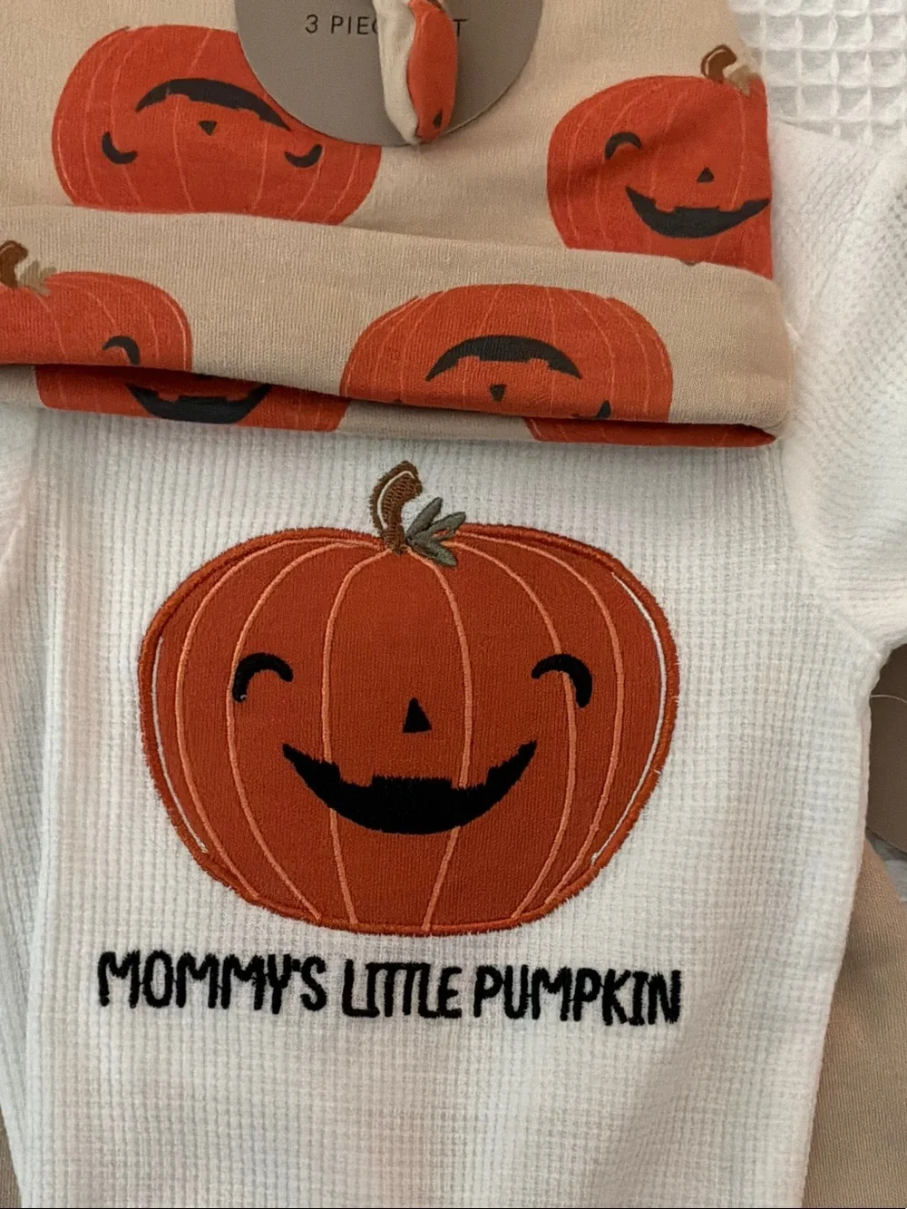 chick pea Cream & Orange Pumpkin Baby Outfit